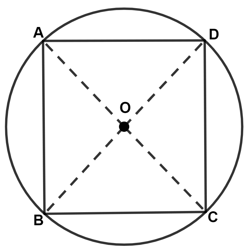 In the given figure, a square is inscribed in a circle with center O. Find : Circle, Concise Mathematics Solutions ICSE Class 9.