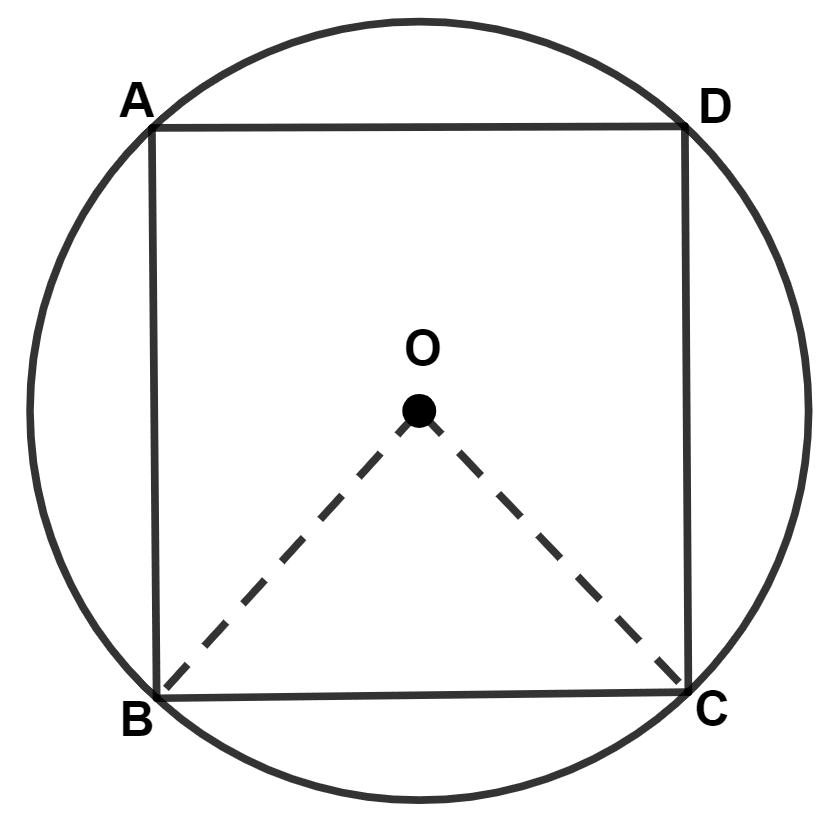 In the given figure, a square is inscribed in a circle with center O. Find : Circle, Concise Mathematics Solutions ICSE Class 9.