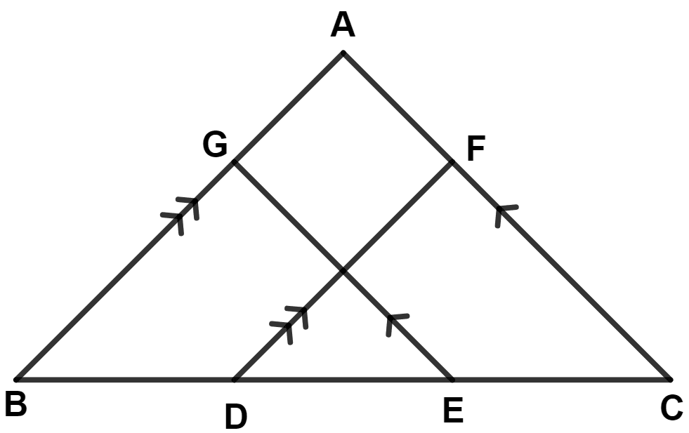 In the given figure : AB // FD, AC // GE and BD = CE; prove that : Triangles, Concise Mathematics Solutions ICSE Class 9.