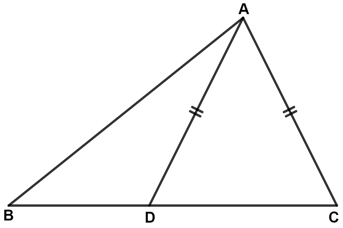 In the given figure, AD = AC and B is a point on CD produced, show that AB > AD. Inequalities, Concise Mathematics Solutions ICSE Class 9.