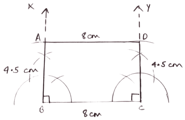 Area = 36 cm2 and height = 4.5 cm. Construction of Polygons, Concise Mathematics Solutions ICSE Class 9.