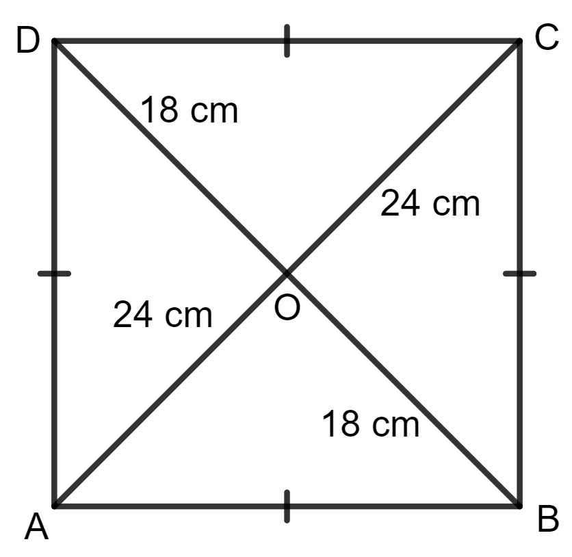 The area of a rhombus is 216 sq. cm. If its one diagonal is 24 cm; find : Area and Perimeter of Plane Figures, Concise Mathematics Solutions ICSE Class 9.