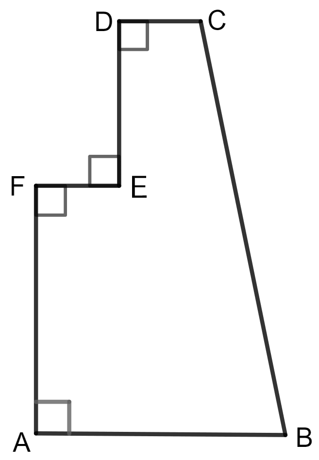 The given figure shows the cross-section of a concrete structure. Calculate the area of cross-section if AB = 1.8 m, CD = 0.6 m, DE = 0.8 m, EF = 0.3 m and AF = 1.2 m. Area and Perimeter of Plane Figures, Concise Mathematics Solutions ICSE Class 9.