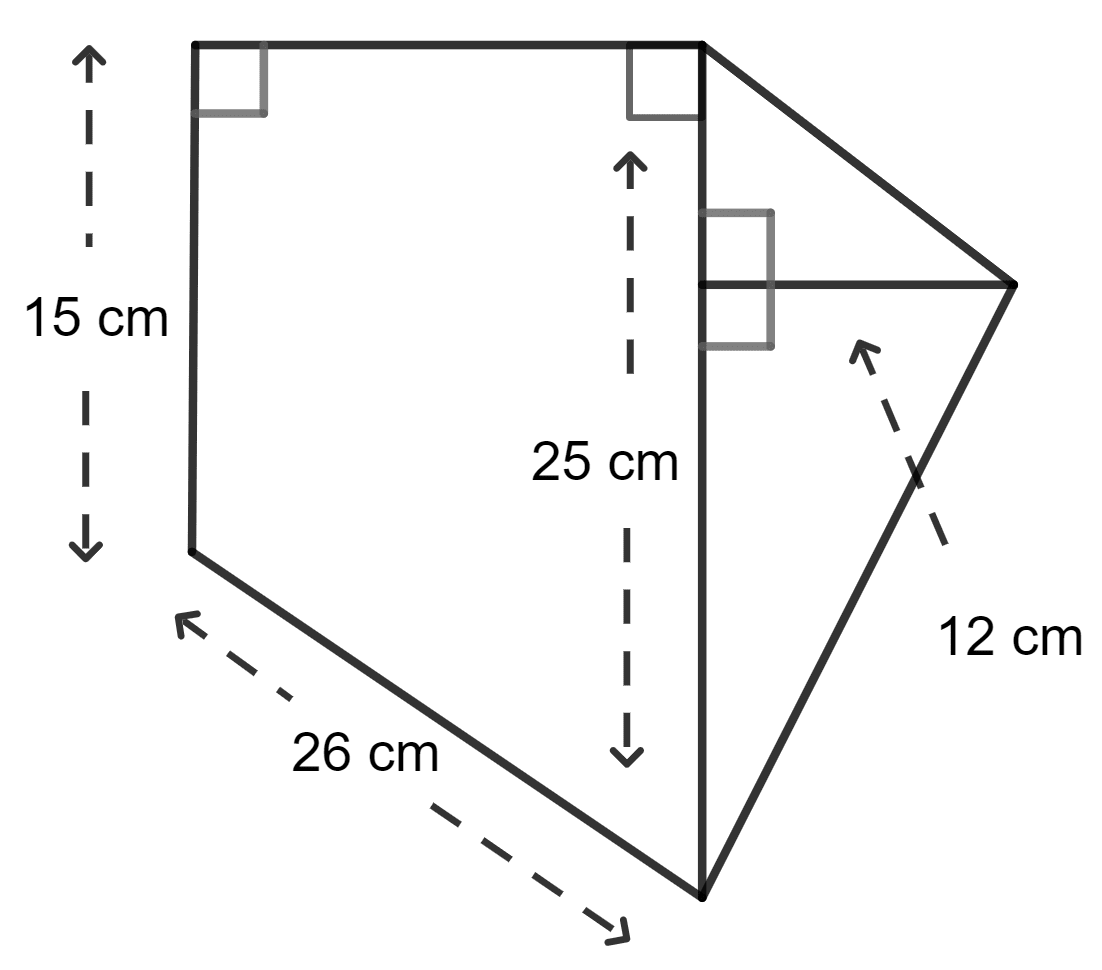 Calculate the area of the figure given below which is not drawn to scale. Area and Perimeter of Plane Figures, Concise Mathematics Solutions ICSE Class 9.