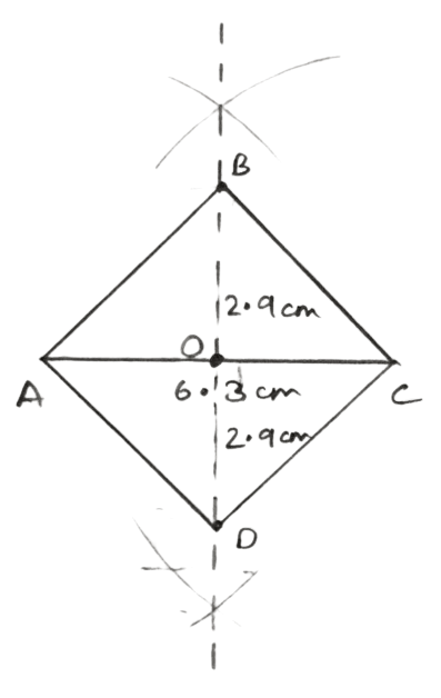 Diagonal AC = 6.3 cm and diagonal BD = 5.8 cm. Construction of Polygons, Concise Mathematics Solutions ICSE Class 9.
