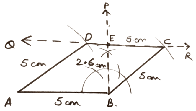 One side = 5.0 cm and height = 2.6 cm. Construction of Polygons, Concise Mathematics Solutions ICSE Class 9.