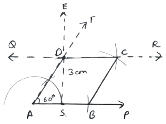 ∠A = 60° and height = 3.0 cm. Construction of Polygons, Concise Mathematics Solutions ICSE Class 9.