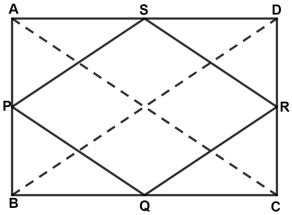 Prove that the figure obtained by joining the mid-points of the adjacent sides of a rectangle is a rhombus. Mid-point Theorem, Concise Mathematics Solutions ICSE Class 9.