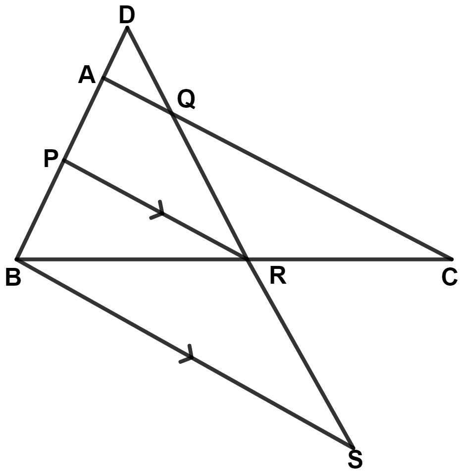 In the figure, given below, 2AD = AB, P is mid-point of AB, Q is mid-point of DR and PR // BS. Prove that : Mid-point Theorem, Concise Mathematics Solutions ICSE Class 9.