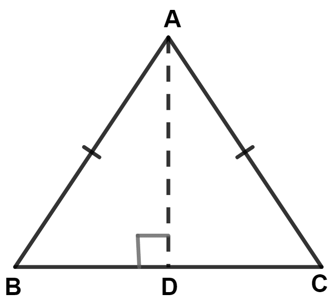 In a triangle ABC, AB = AC. Show that the altitude AD is median also. Triangles, Concise Mathematics Solutions ICSE Class 9.