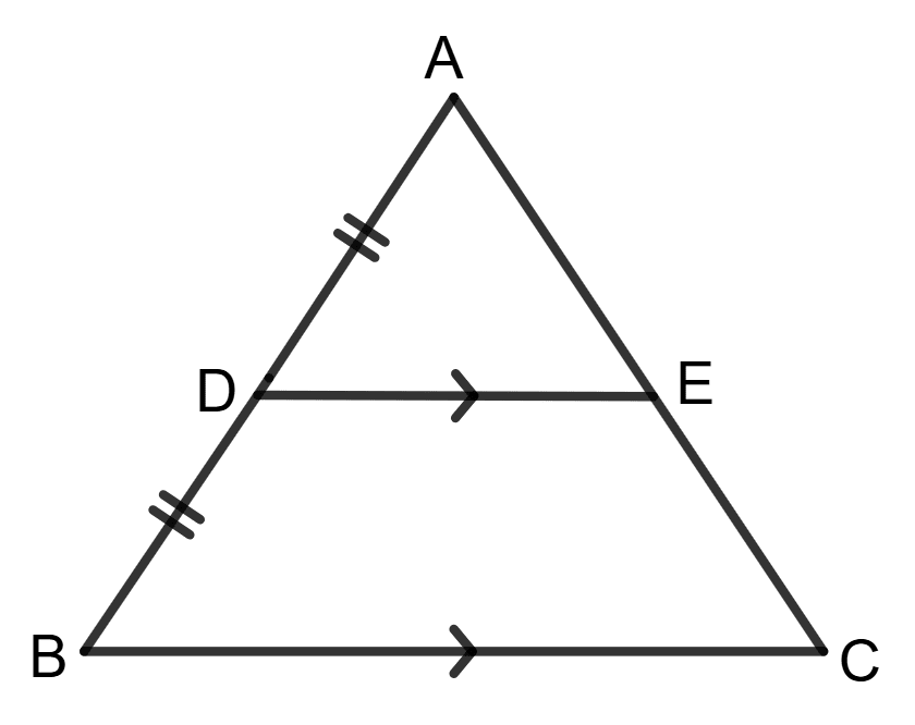 The straight line drawn through the mid-point of one side of a triangle and parallel to another side bisects the third side. Assertion Reasoning, Concise Mathematics Solutions ICSE Class 9.