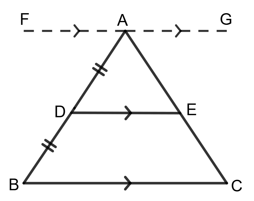The straight line drawn through the mid-point of one side of a triangle and parallel to another side bisects the third side. Assertion Reasoning, Concise Mathematics Solutions ICSE Class 9.