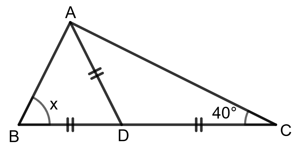 Using the information in the given figure, we get x = 40°. Assertion Reasoning, Concise Mathematics Solutions ICSE Class 9.