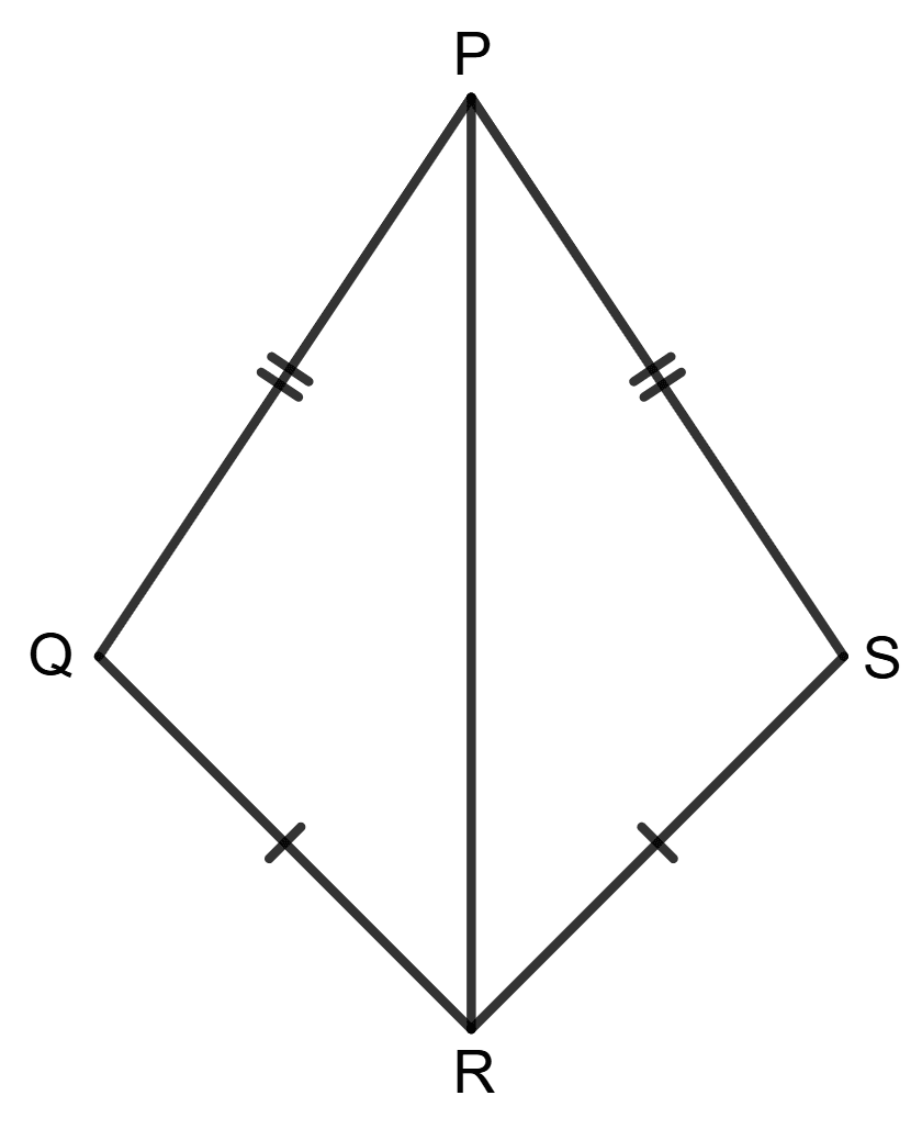 Using the information in the given figure, we get : ∠PQR = ∠PSR = 90°. Assertion Reasoning, Concise Mathematics Solutions ICSE Class 9.