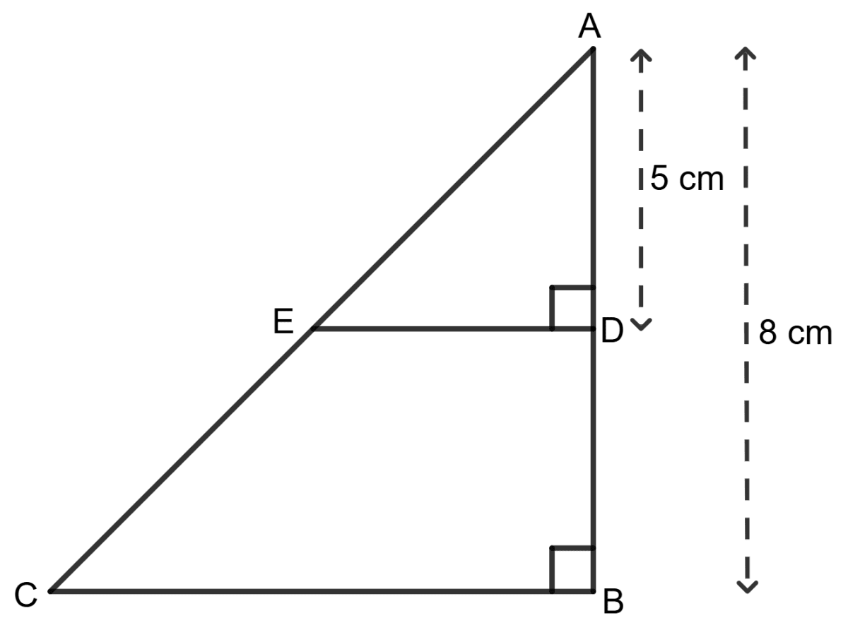 Using the information in the given figure, we get CE : EA = 5:3. Assertion Reasoning, Concise Mathematics Solutions ICSE Class 9.