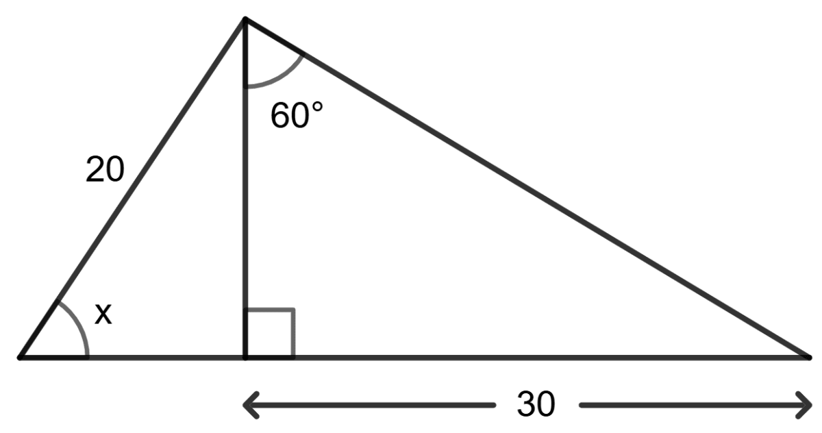 Find angle 'x' if : Solution of Right Triangles, Concise Mathematics Solutions ICSE Class 9.