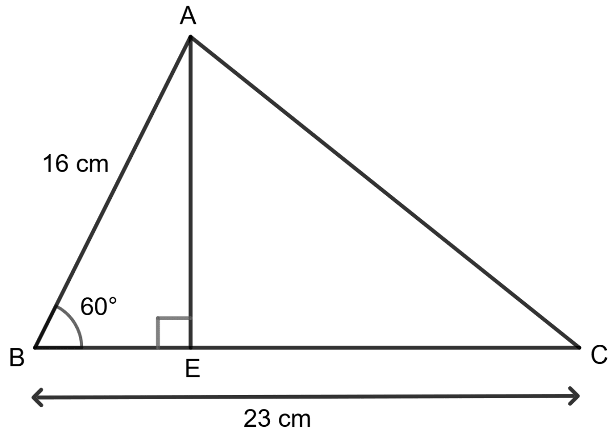 In the given figure, ∠B = 60°, AB = 16 cm and BC = 23 cm. Calculate : Solution of Right Triangles, Concise Mathematics Solutions ICSE Class 9.