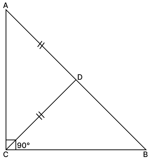 In △ABC, angle ∠ACB = 90. D is a point on side AB so that DA = DC. Isosceles Triangles, Concise Mathematics Solutions ICSE Class 9.