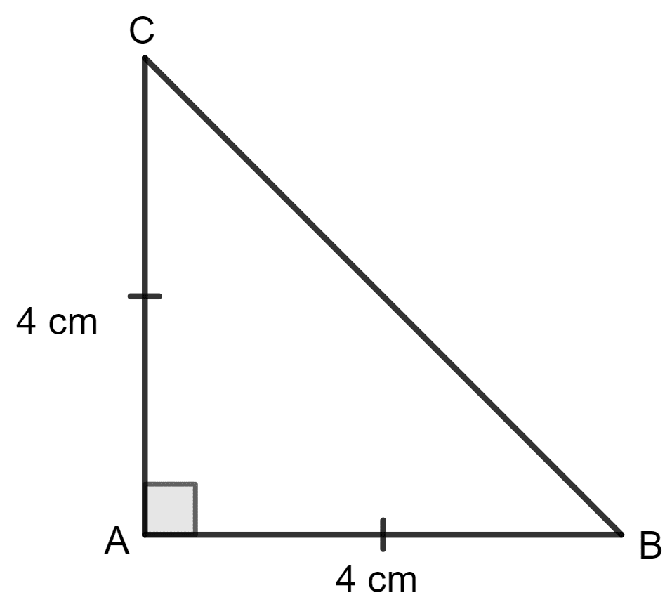 ABC is a triangle in which AB = AC = 4 cm and ∠A = 90°. Calculate : Area and Perimeter of Plane Figures, Concise Mathematics Solutions ICSE Class 9.