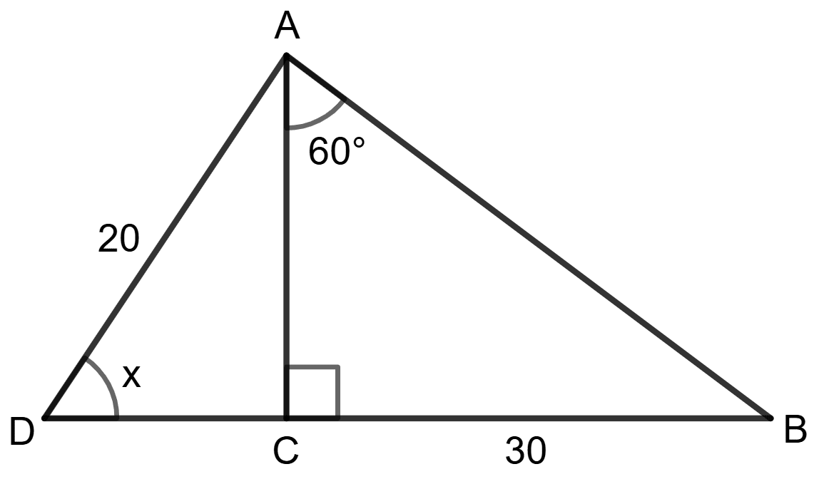 Find angle 'x' if : Solution of Right Triangles, Concise Mathematics Solutions ICSE Class 9.