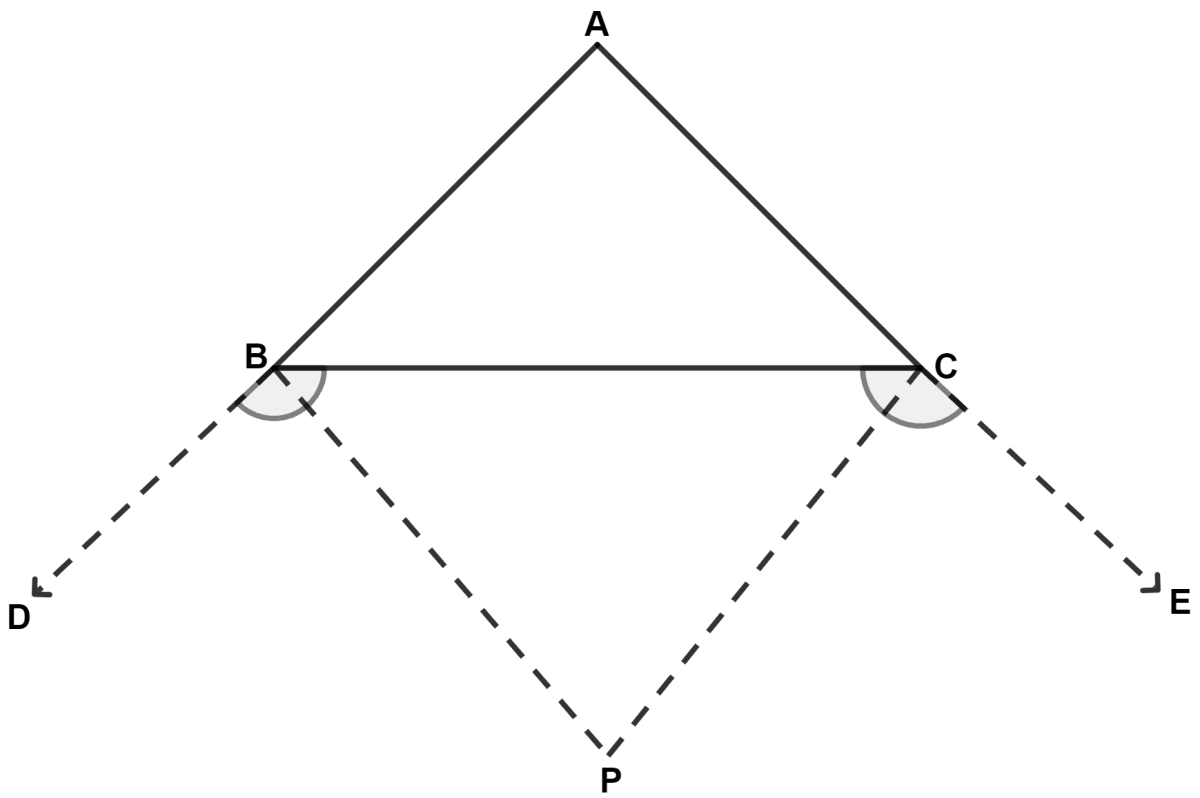 The sides AB and AC of a triangle ABC are produced; and the bisectors of the external angles at B and C meet at P. Prove that if AB > AC, then PC > PB. Inequalities, Concise Mathematics Solutions ICSE Class 9.