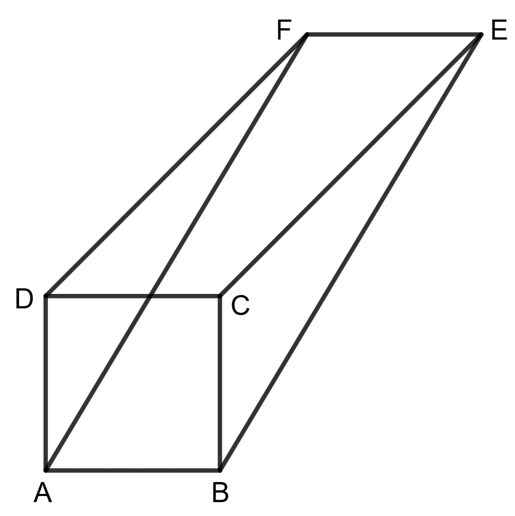 In the given figure, ABCD is a rectangle and DCEF is a parallelogram then ABEF is a rectangle. Assertion Reasoning, Concise Mathematics Solutions ICSE Class 9.
