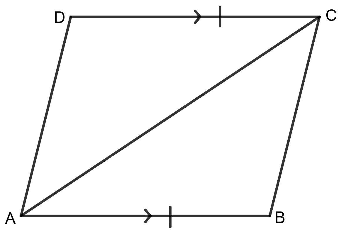If any one pair of opposite sides of a quadrilateral are equal and parallel then the quadrilateral is a parallelogram. Assertion Reasoning, Concise Mathematics Solutions ICSE Class 9.