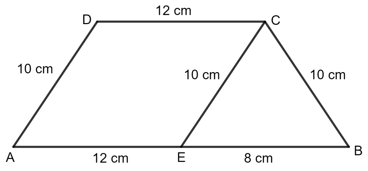 For the trapezium given below; find its area. Area and Perimeter of Plane Figures, Concise Mathematics Solutions ICSE Class 9.