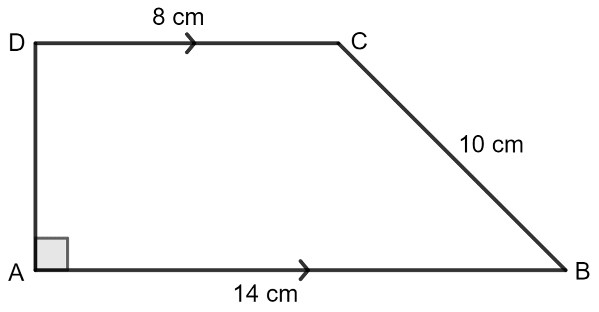 For the trapezium given below; find its area. Area and Perimeter of Plane Figures, Concise Mathematics Solutions ICSE Class 9.
