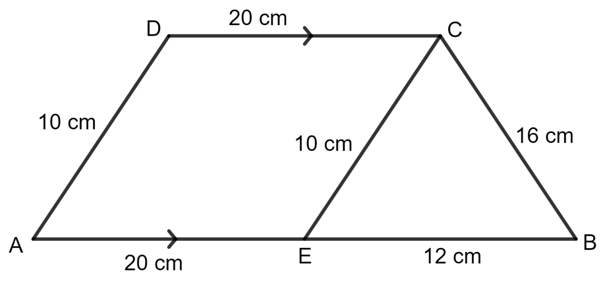 For the trapezium given below; find its area. Area and Perimeter of Plane Figures, Concise Mathematics Solutions ICSE Class 9.