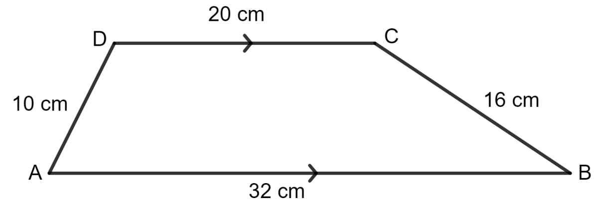 For the trapezium given below; find its area. Area and Perimeter of Plane Figures, Concise Mathematics Solutions ICSE Class 9.