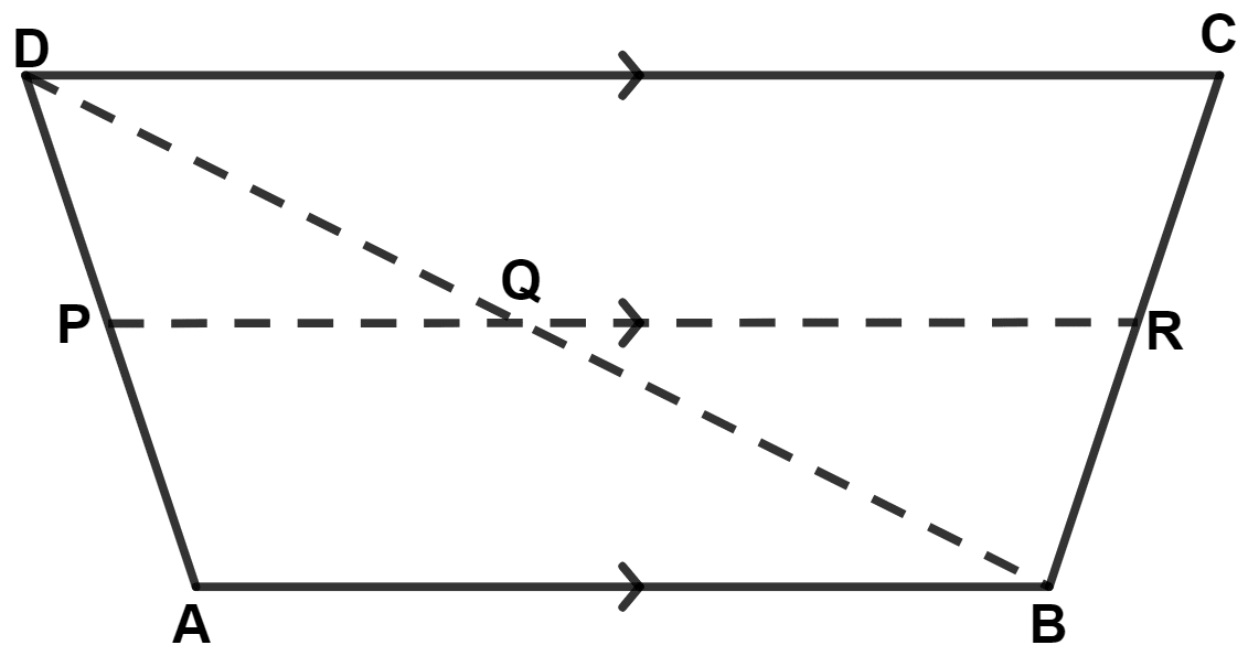 The following figure shows a trapezium ABCD in which AB // DC. P is the mid-point of AD and PR // AB. Prove that : Mid-point Theorem, Concise Mathematics Solutions ICSE Class 9.