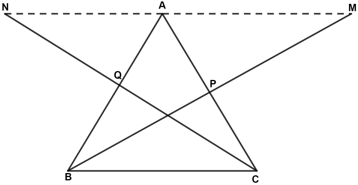 In triangle ABC, the medians BP and CQ are produced upto points M and N respectively such that BP = PM and CQ = QN. Prove that : Mid-point Theorem, Concise Mathematics Solutions ICSE Class 9.