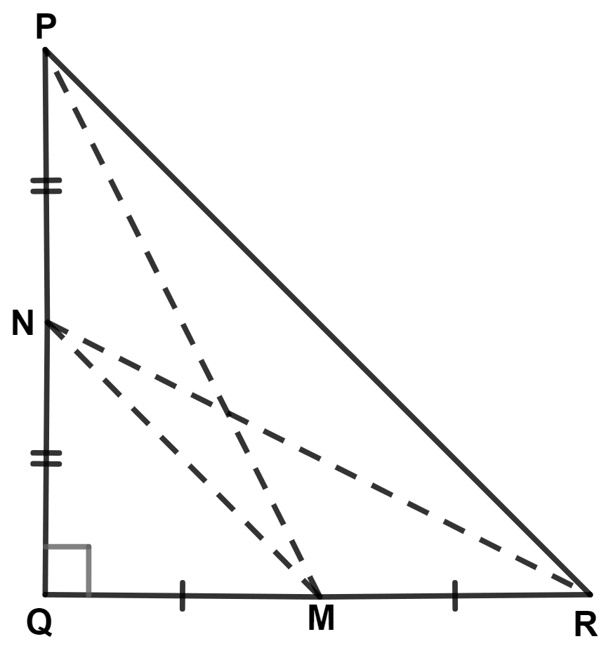 M and N are the mid-points of the sides QR and PQ respectively of a △ PQR, right-angled at Q. Prove that : Pythagoras Theorem, Concise Mathematics Solutions ICSE Class 9.