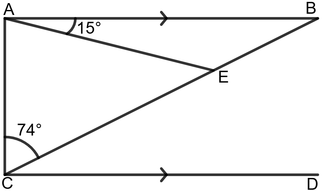 In the figure, given below, AB is parallel to CD and CA = CE. Chapterwise Revision (Stage 2), Concise Mathematics Solutions ICSE Class 9.