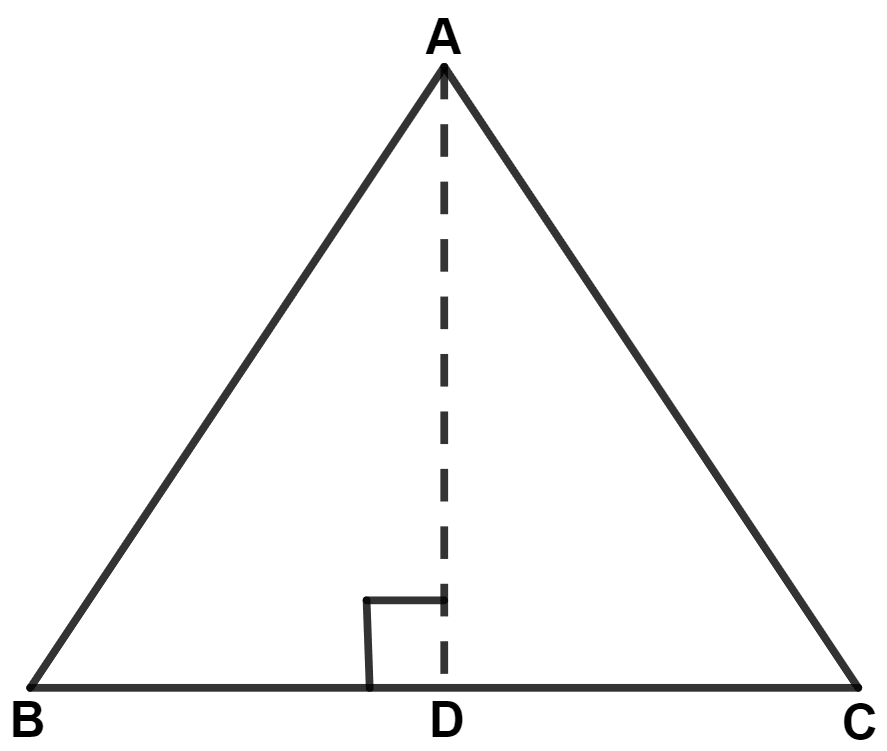 AD is drawn perpendicular to base BC of an equilateral triangle ABC. Given BC = 10 cm, find the length of AD, correct to 1 place of decimal. Pythagoras Theorem, Concise Mathematics Solutions ICSE Class 9.