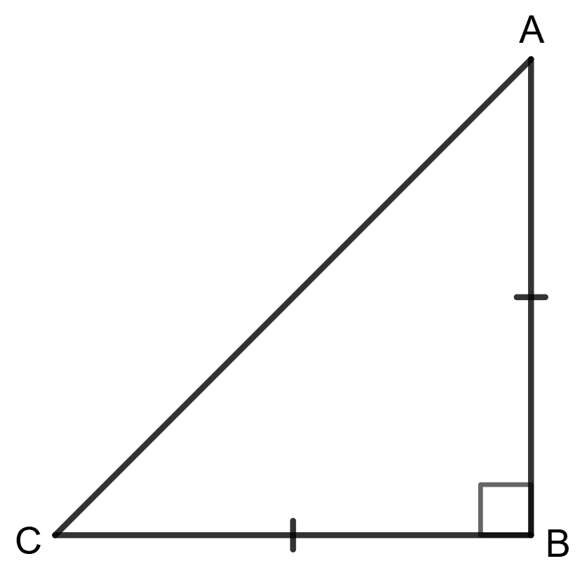 ABC is an isosceles right-angled triangle. Assuming AB = BC = x, find the value of each of the following trigonometric ratios : Trigonometrical Ratios of Standard Angles, Concise Mathematics Solutions ICSE Class 9.