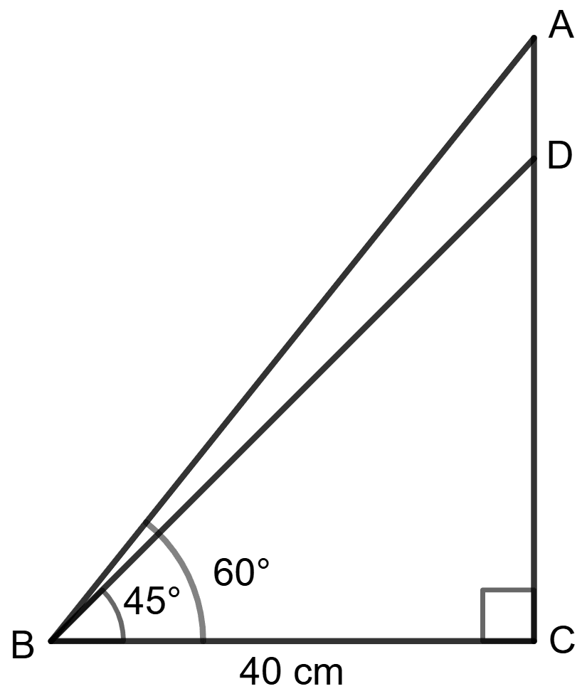 Find the length of AD. Solution of Right Triangles, Concise Mathematics Solutions ICSE Class 9.