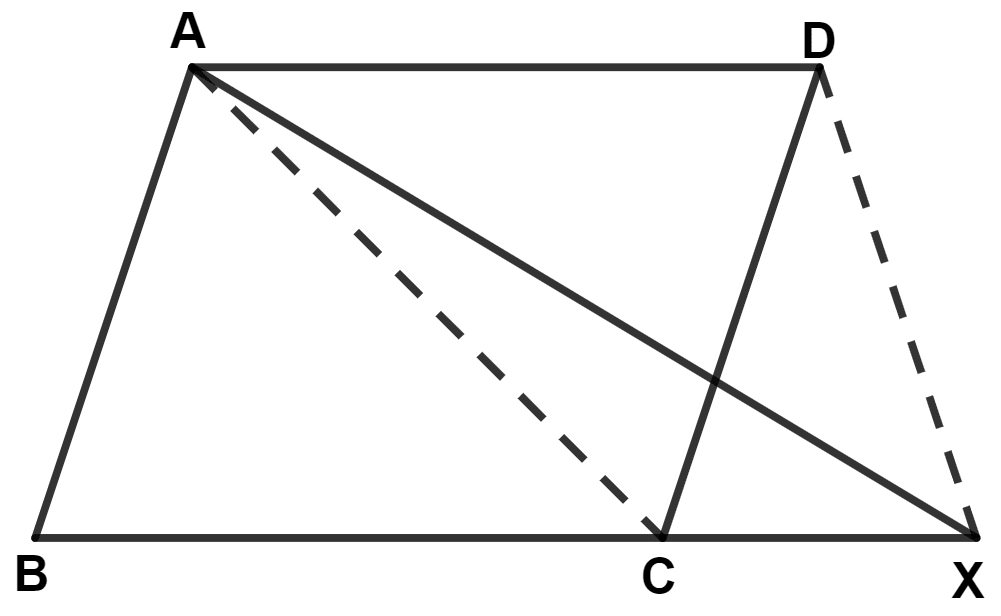 In the given figure, ABCD is a parallelogram. BC is produced to point X. Prove that : Area Theorems, Concise Mathematics Solutions ICSE Class 9.