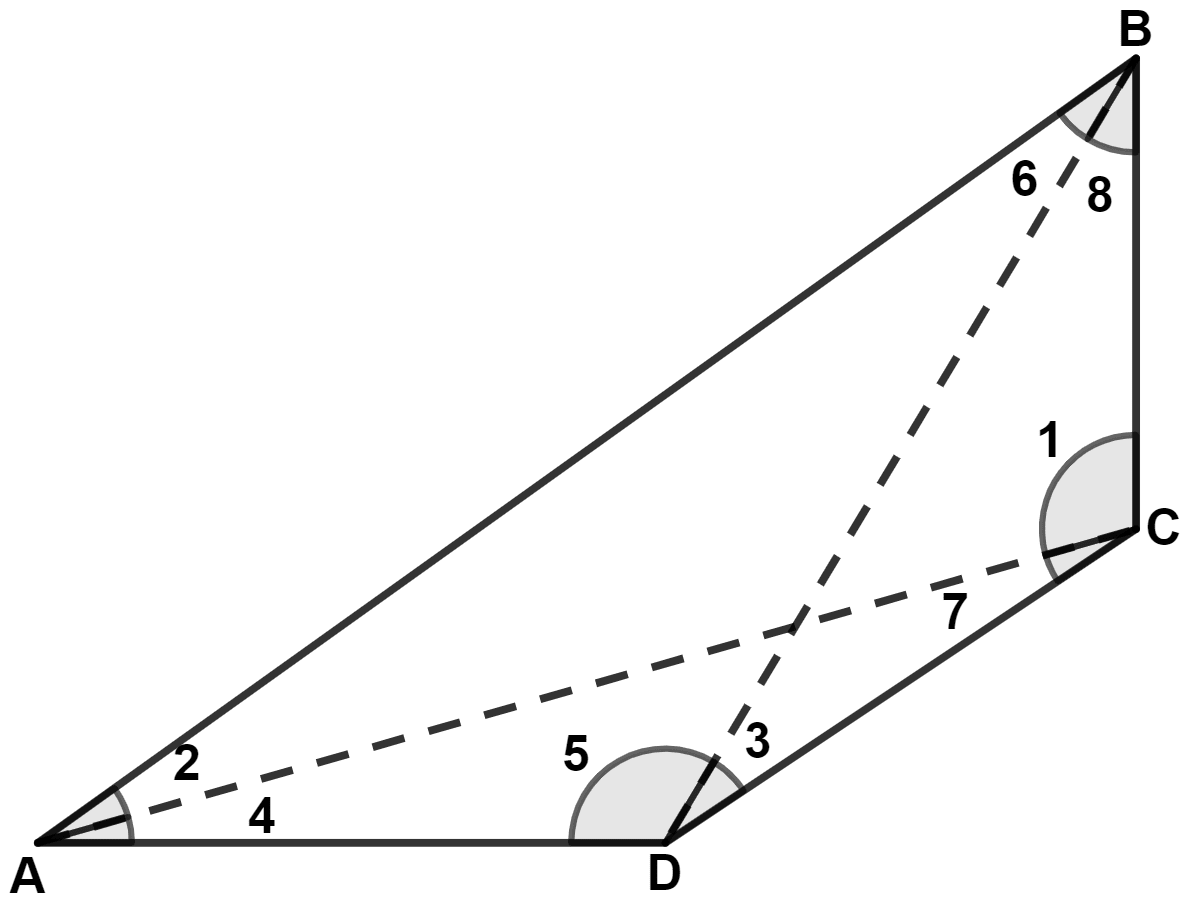 In quadrilateral ABCD, side AB is the longest and side DC is the shortest. Prove that : Inequalities, Concise Mathematics Solutions ICSE Class 9.