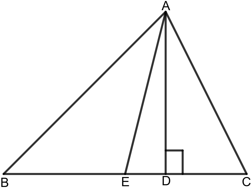 In triangle ABC, AB > AC. E is the mid-point of BC and AD is perpendicular to BC. Prove that. Chapterwise Revision (Stage 2), Concise Mathematics Solutions ICSE Class 9.