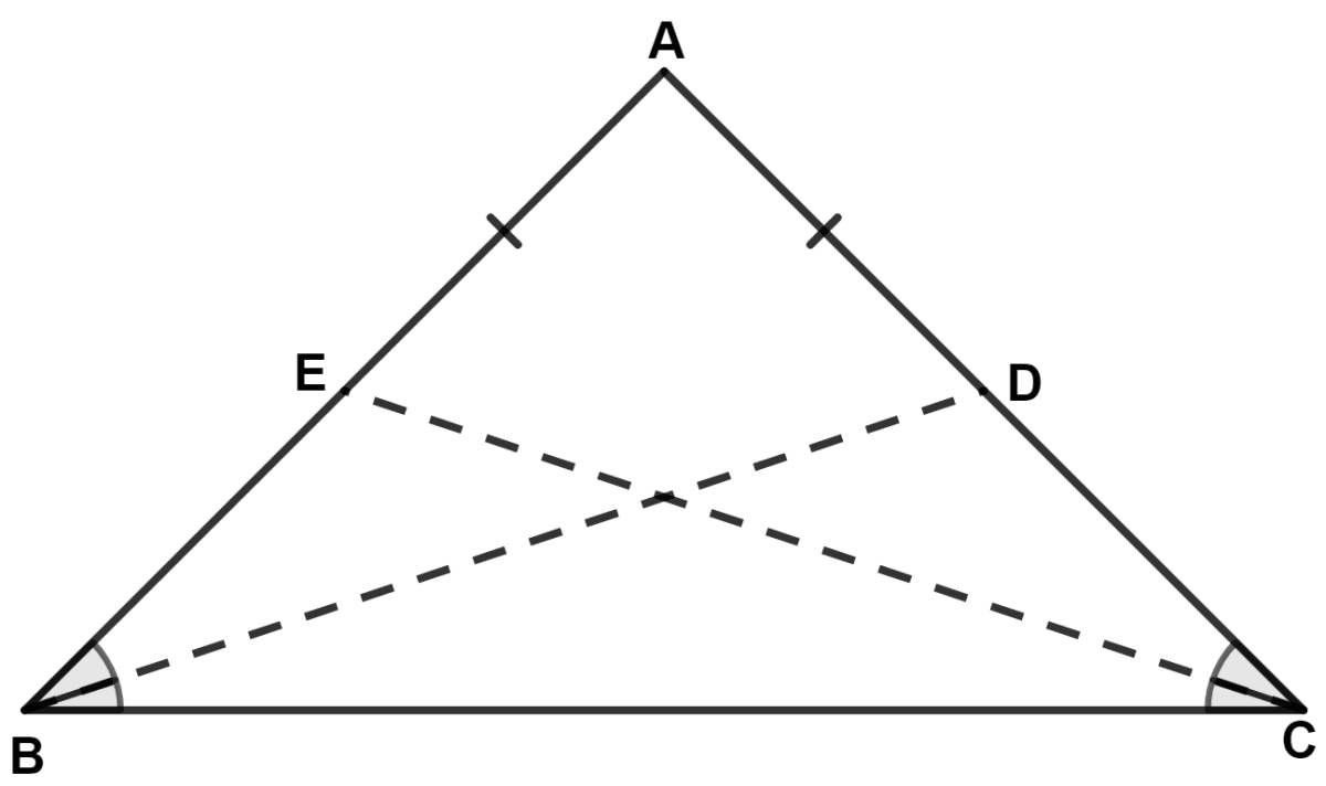 Prove that the bisectors of the base angles of an isosceles triangle are equal. Isosceles Triangles, Concise Mathematics Solutions ICSE Class 9.