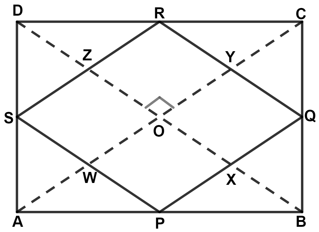 The diagonals of a quadrilateral intersect at right angles. Prove that the figure obtained by joining the mid-points of the adjacent sides of the quadrilateral is a rectangle. Mid-point Theorem, Concise Mathematics Solutions ICSE Class 9.