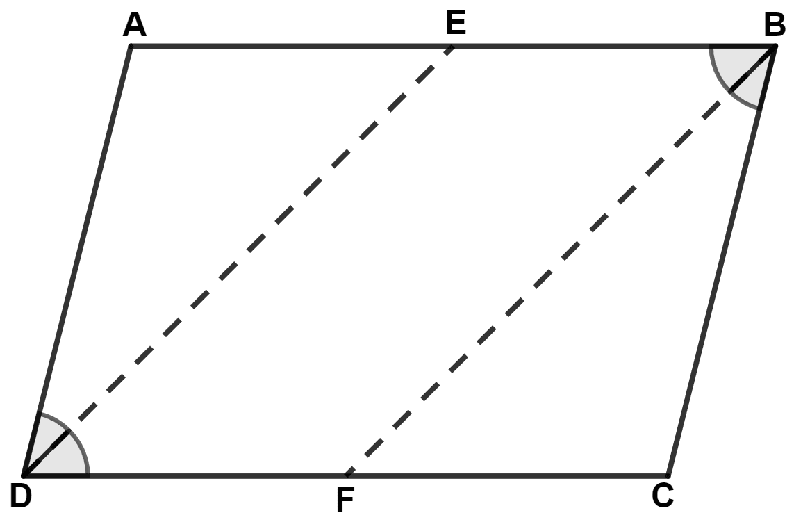 Prove that the bisectors of opposite angles of a parallelogram are parallel. Rectilinear Figures, Concise Mathematics Solutions ICSE Class 9.