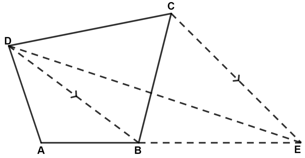 In the following figure, CE is drawn parallel to diagonal DB of the quadrilateral ABCD which meets AB produced at point E. Area Theorems, Concise Mathematics Solutions ICSE Class 9.