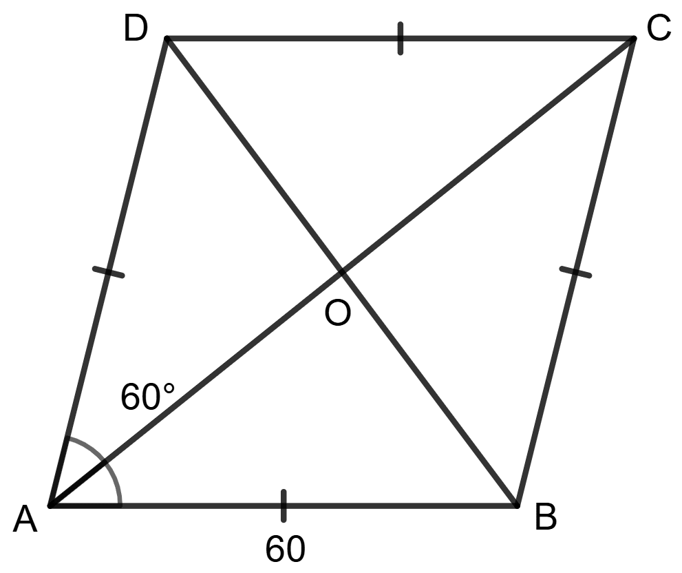 Find lengths of diagonals AC and BD. Solution of Right Triangles, Concise Mathematics Solutions ICSE Class 9.