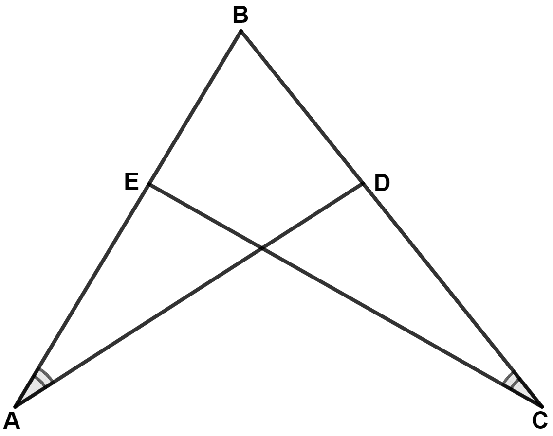 In the following figure, ∠A = ∠C and AB = BC. Prove that : | KnowledgeBoat