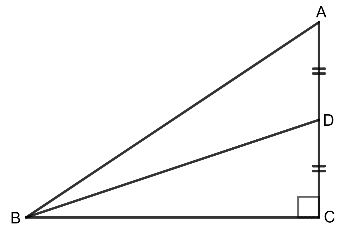 In the given figure; ∠C = 90° and D is mid-point of AC. Find : Trigonometrical Ratios, Concise Mathematics Solutions ICSE Class 9.
