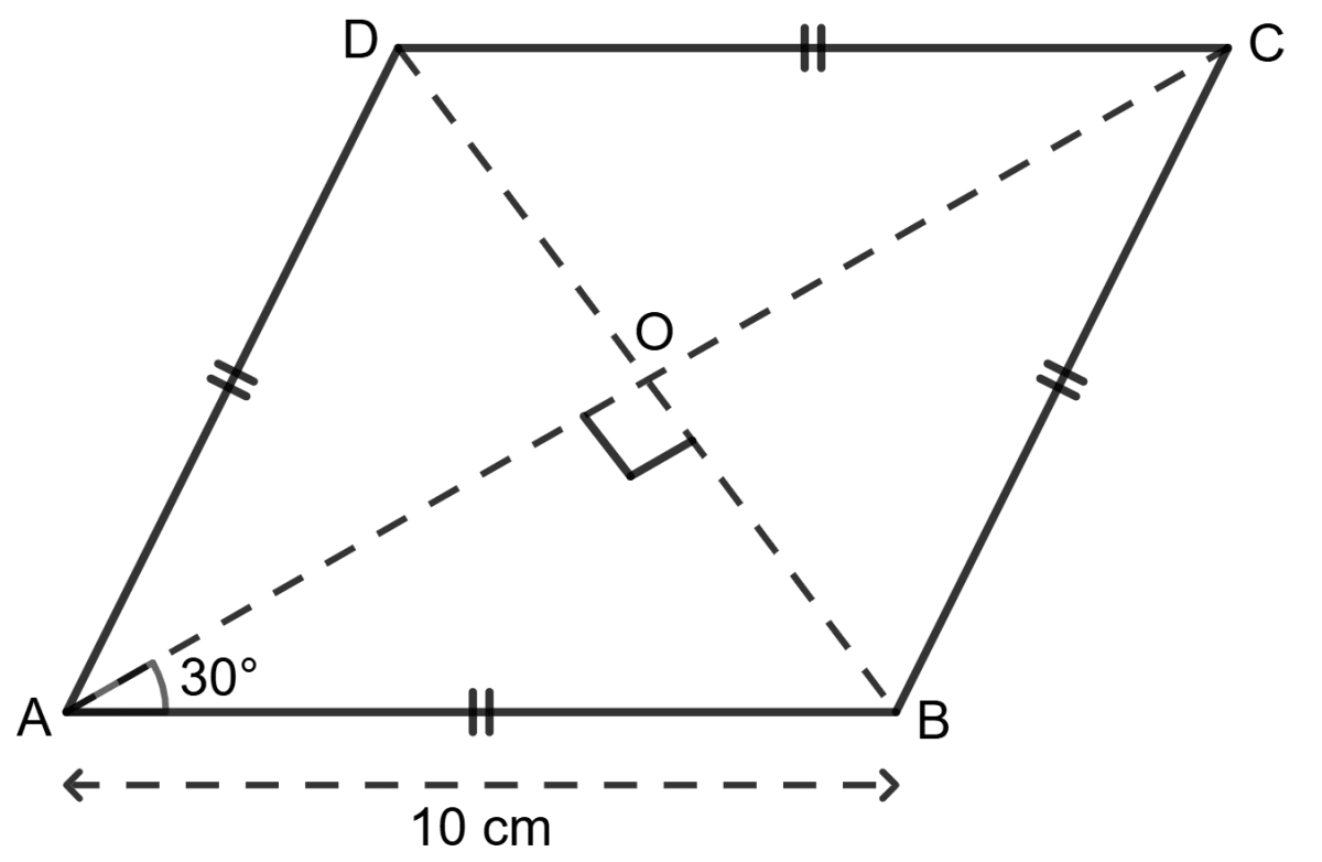 Area of given rhombus = 10 cm x 10 cm = 100 cm. Assertion Reasoning, Concise Mathematics Solutions ICSE Class 9.