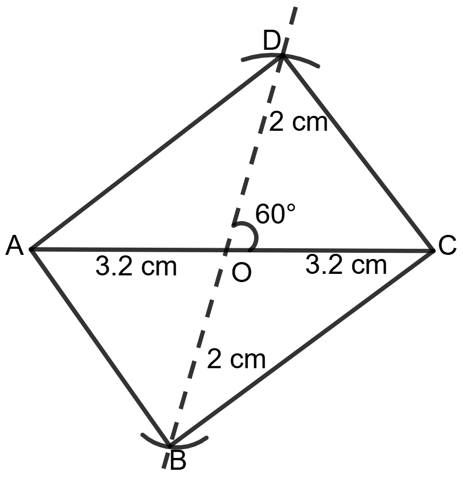 Construct a parallelogram in which diagonals are 6.5 cm and 4 cm long and angle between them is 60°. Chapterwise Revision (Stage 2), Concise Mathematics Solutions ICSE Class 9.